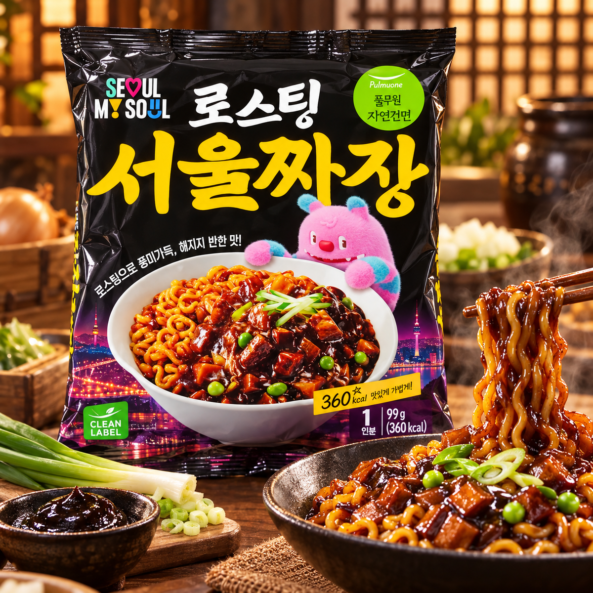Pulmuone Roasting Seoul Jjajang – Korean Black Bean Noodles 99g