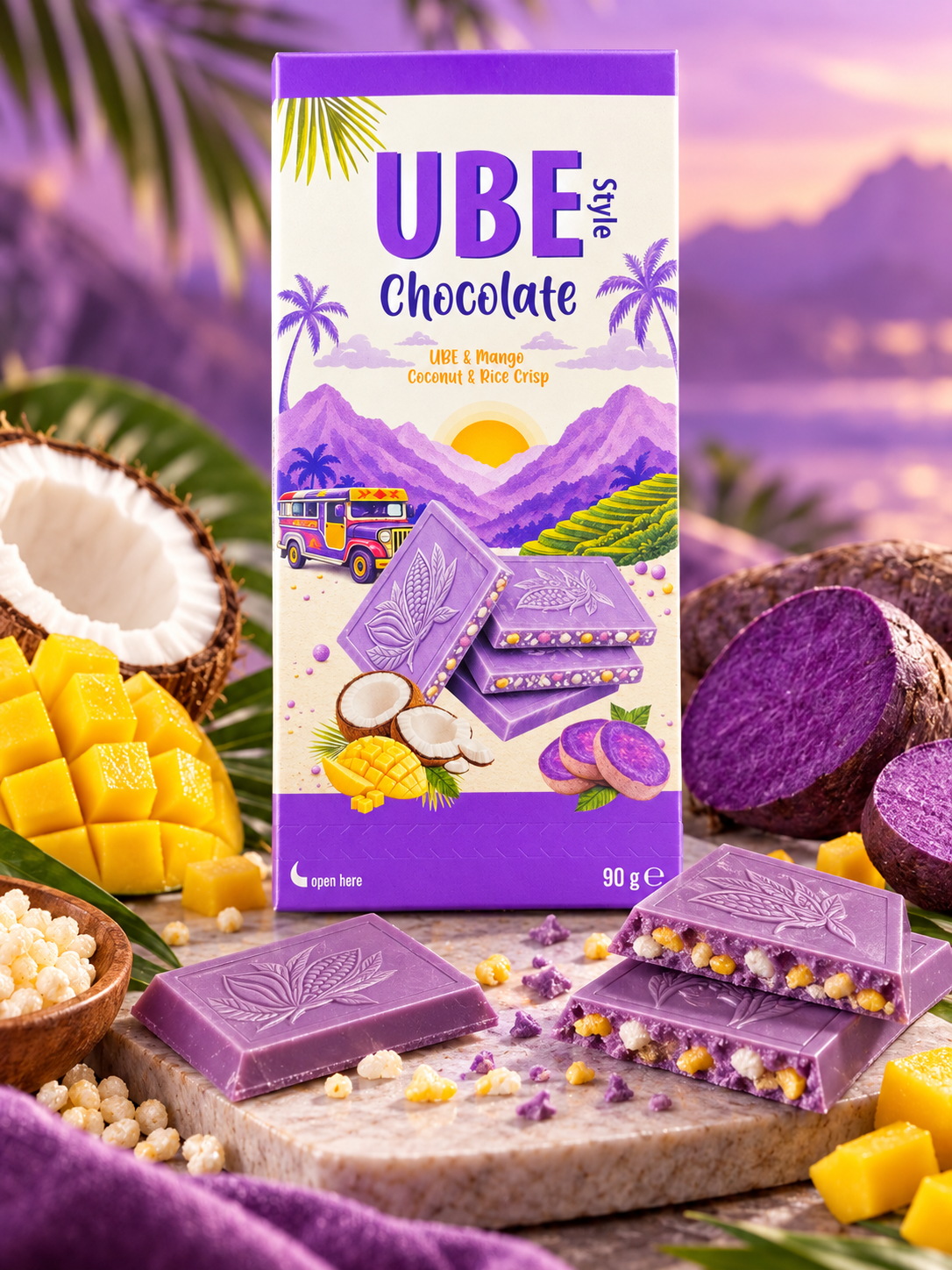 UBE Chocolate - Ube & Mango - Coconut & Rice Crisp