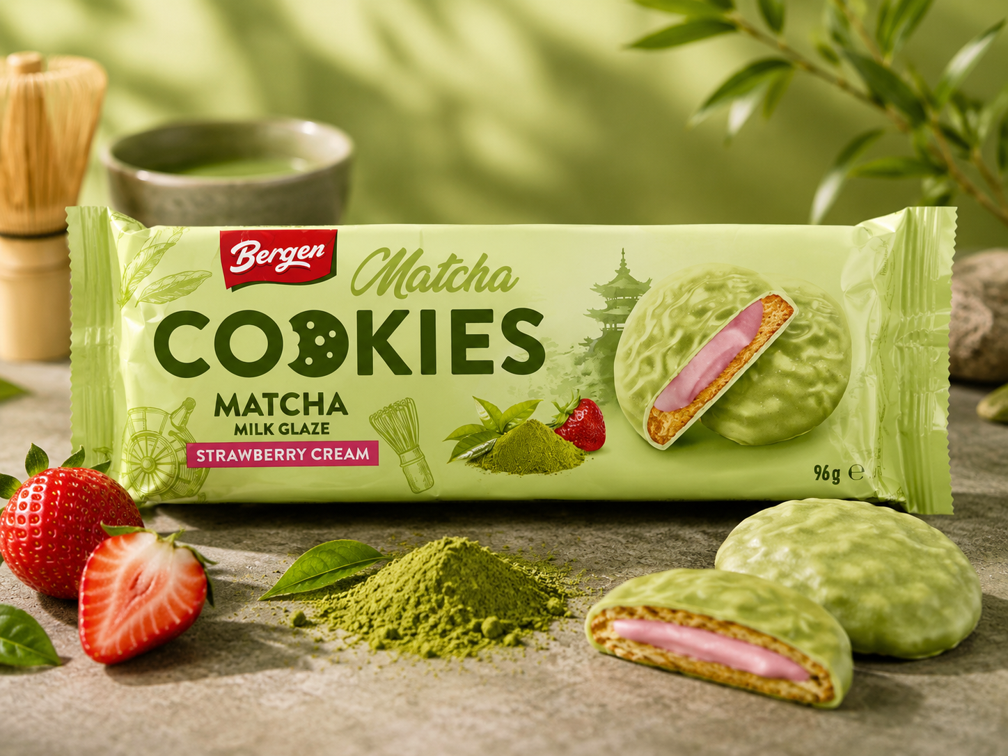 Matcha Strawberry Cream Cookies - Bergen
