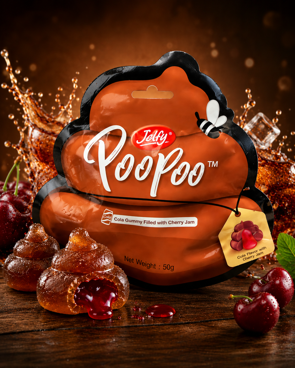 PooPoo - Cola Gummy filled with Cherry Jam