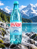 Evian kohlensäurehaltiges Mineralwasser