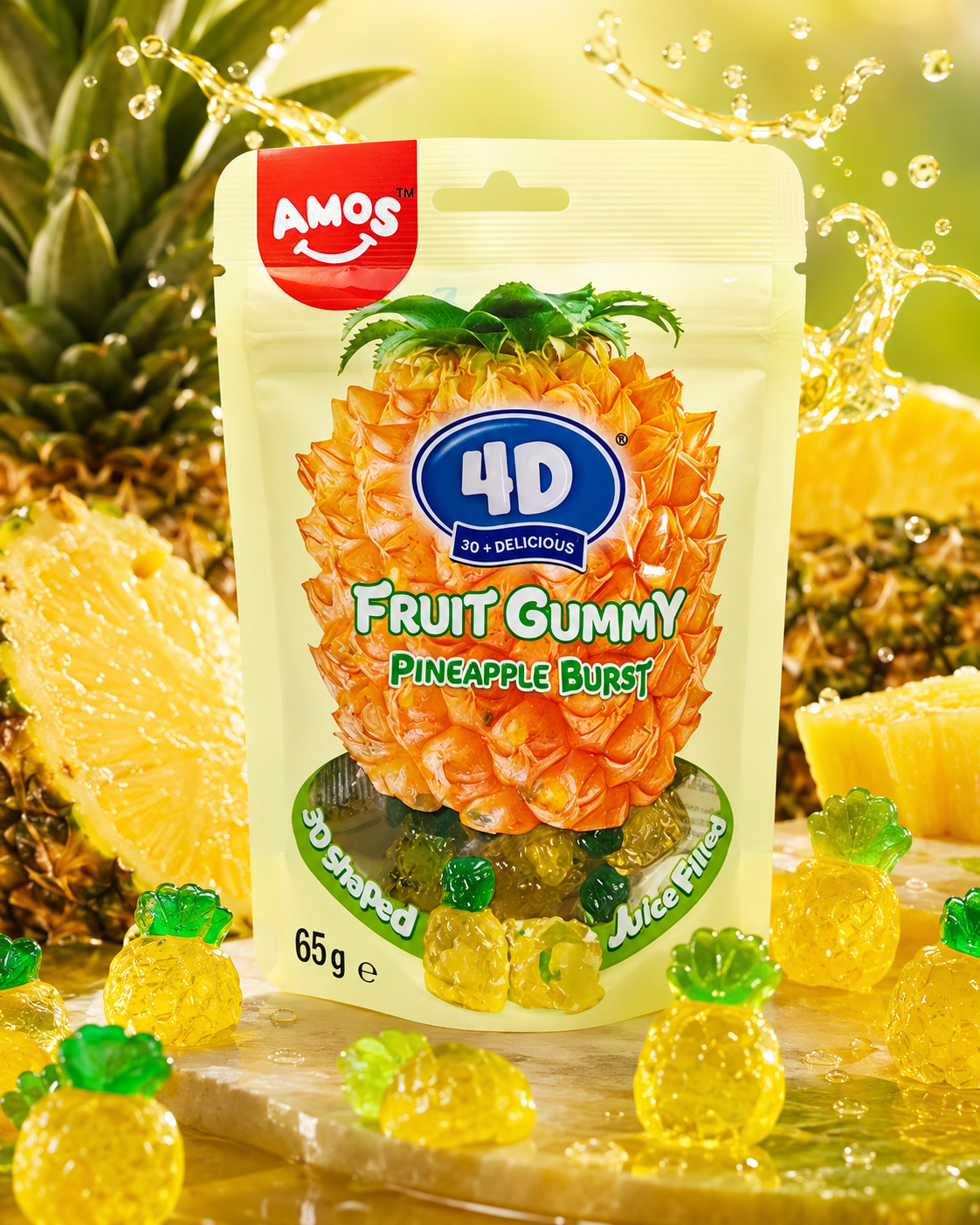 AMOS 4D Pineapple Burst Fruit Gummy