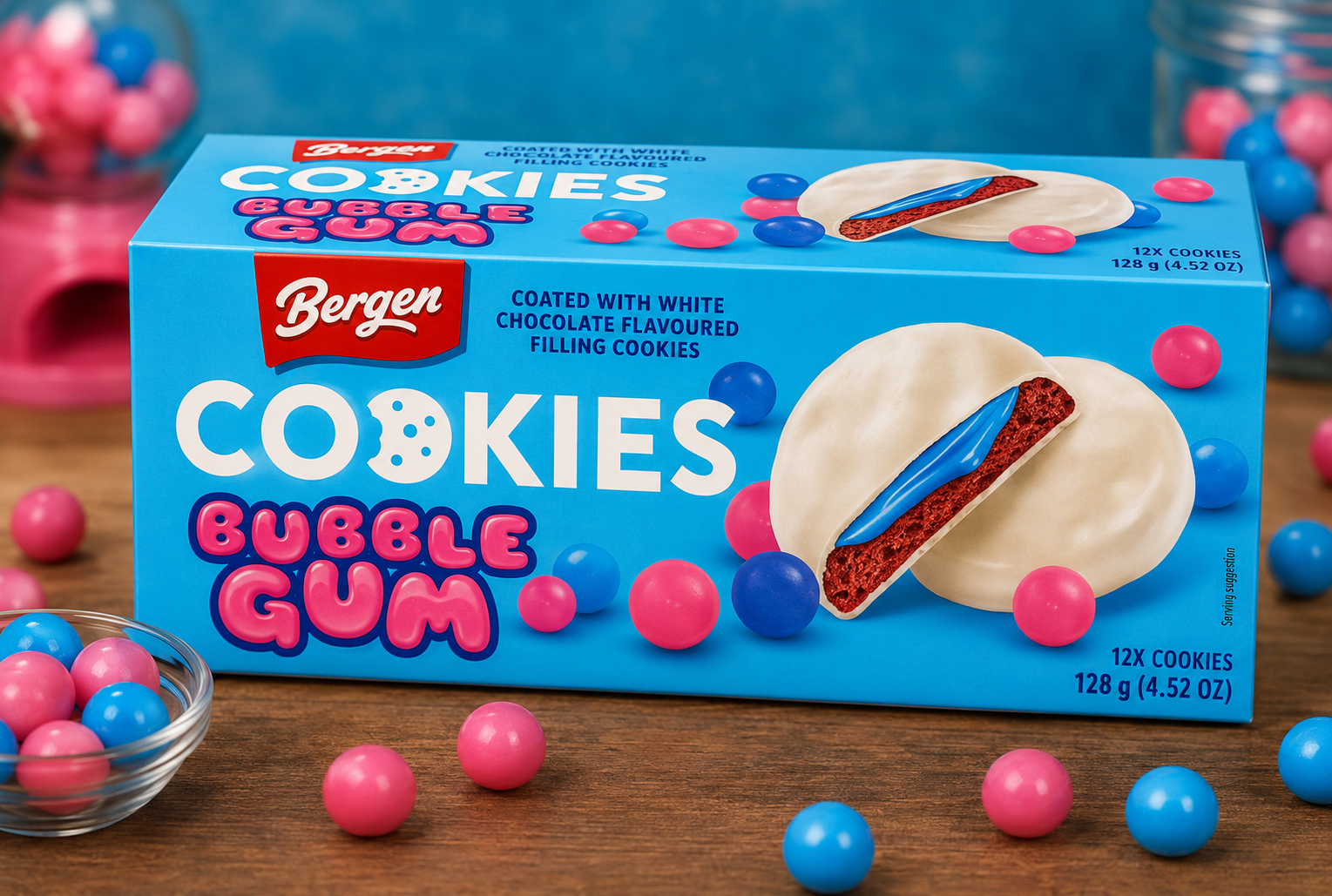 BERGEN 128 GR COOKIES BUBBLE GUM