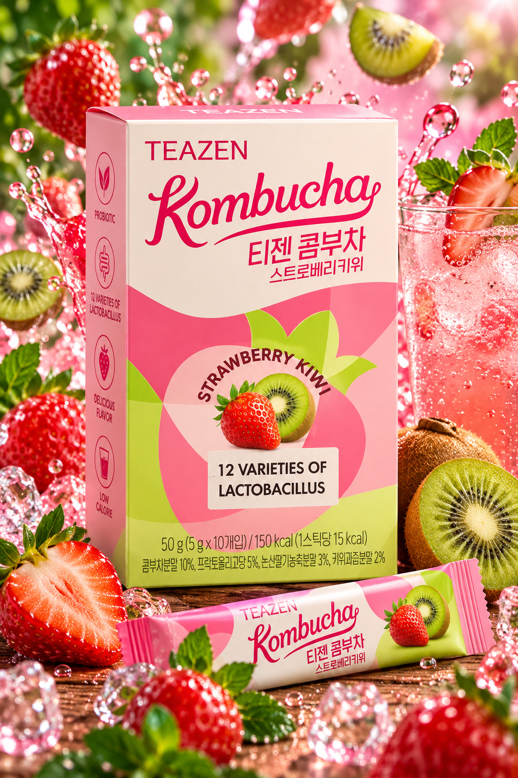 Kombucha Strawberry Kiwi Teazen