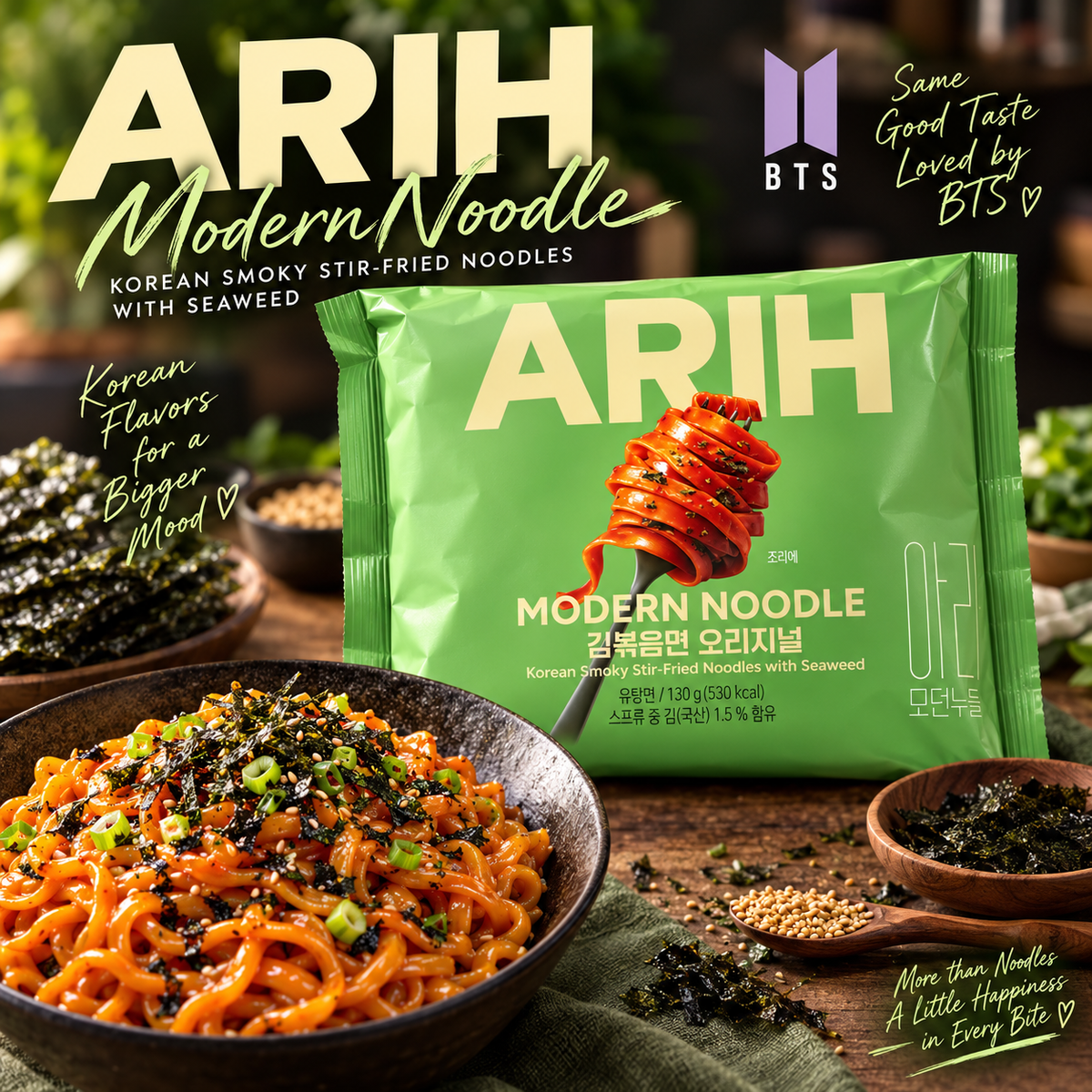ARIH x BTS Modern Noodle /Korean Smoky Stir-Fried Noodles with Seaweed