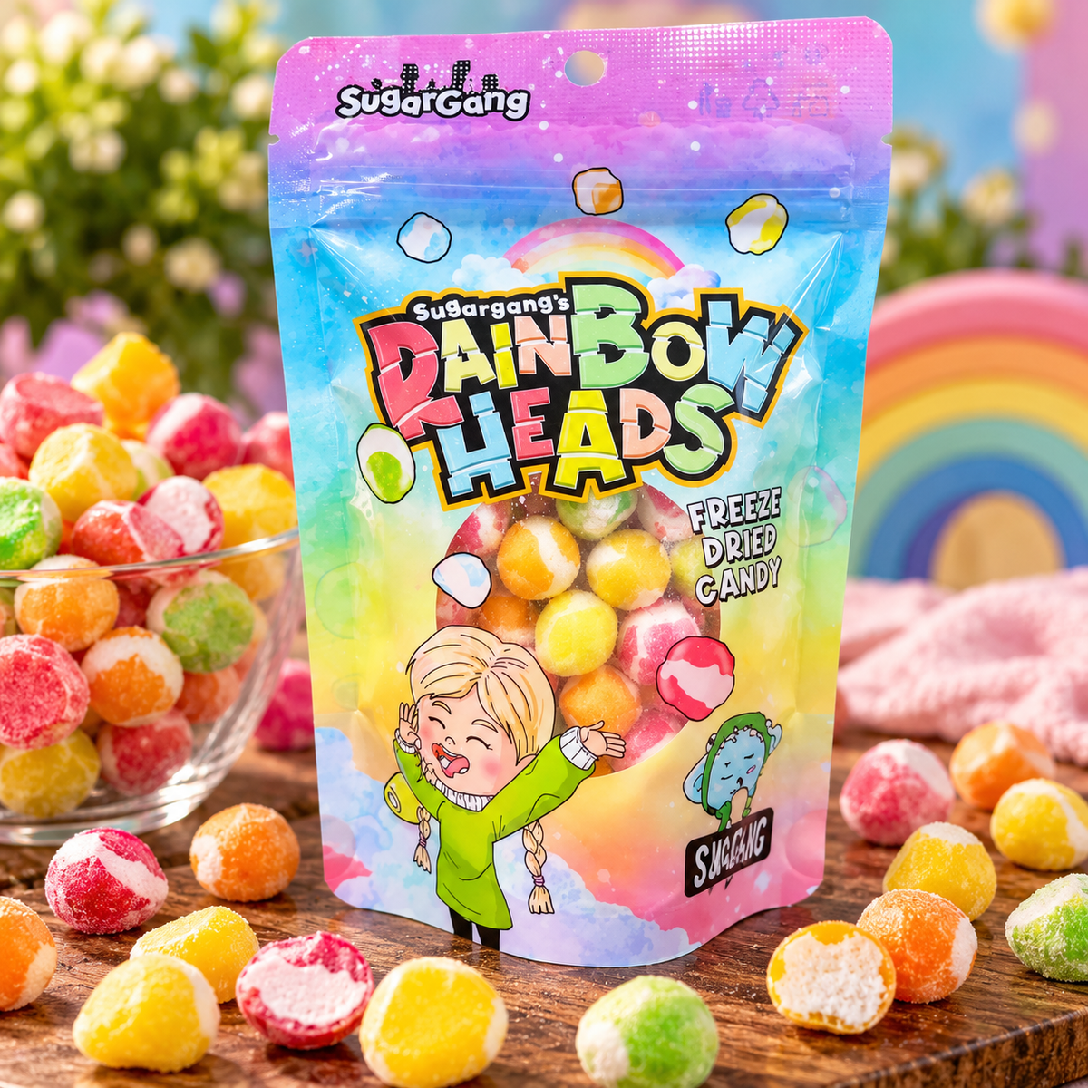 SugarGang Rainbow Heads – Gefriergetrocknete Süßigkeiten | Bunt & Knusprig