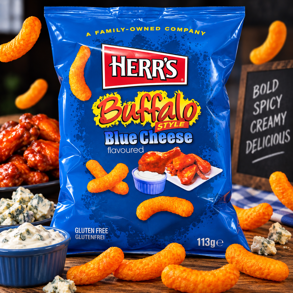 Herr’s Buffalo Style Blue Cheese Flavoured Snacks – Glutenfrei
