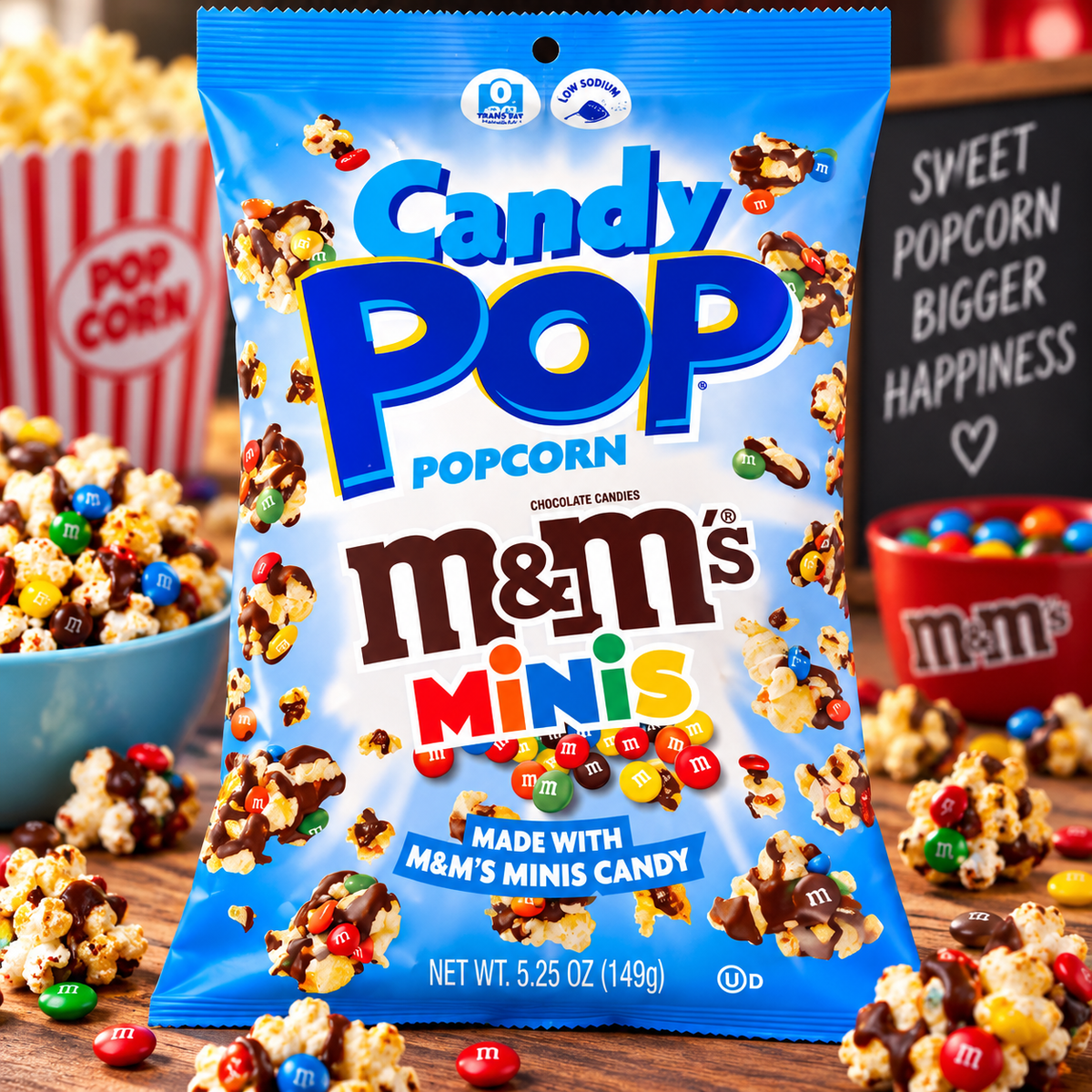 Candy Pop Popcorn M&M’s Minis – Schoko-Popcorn mit M&M’s Minis – 149 g
