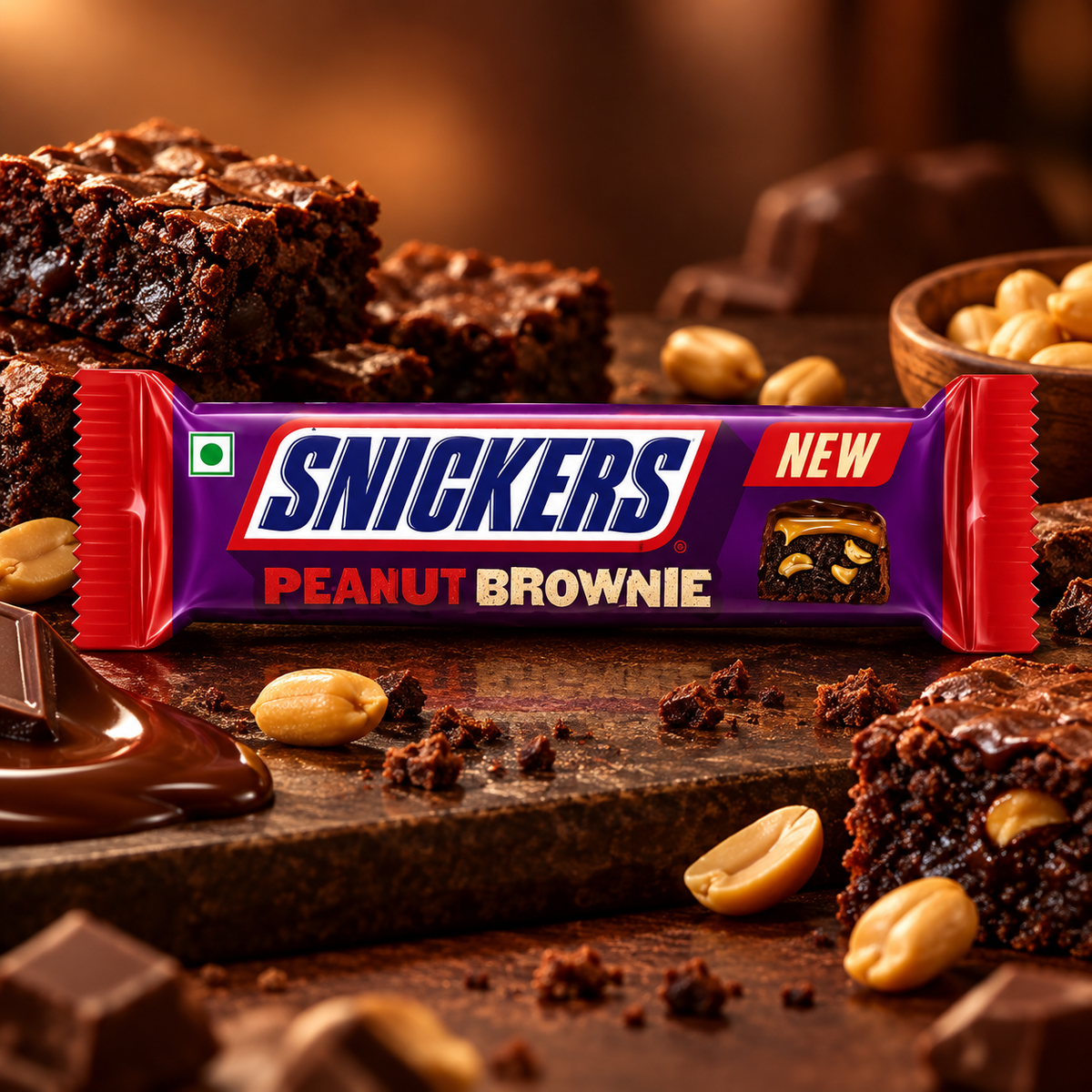 Snickers Peanut Brownie – Schokoriegel mit Erdnuss und Brownie-Geschmack – 54g