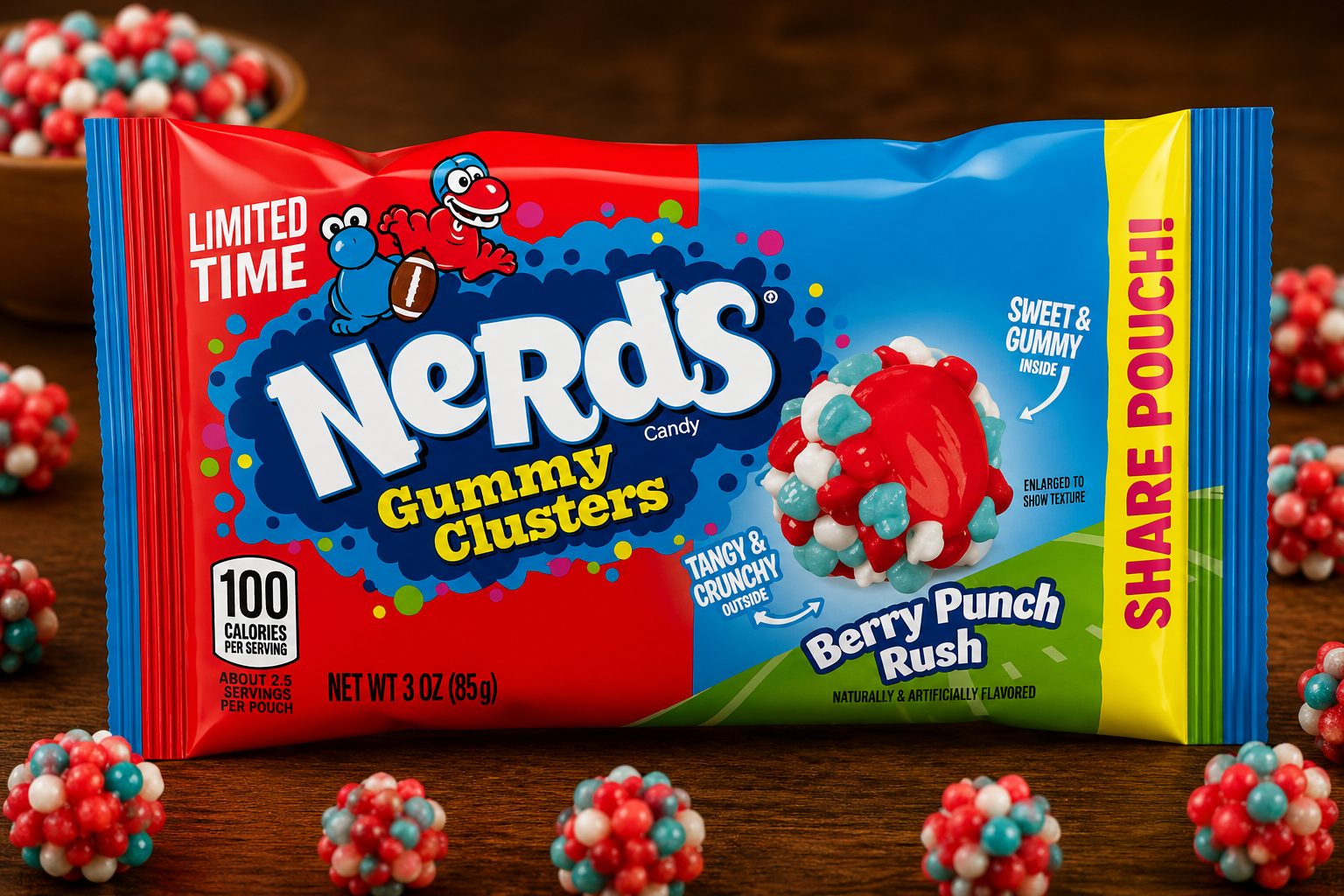 NERDS 85 GR GUMMY CLUSTERS BERRY PUNCH RUSH