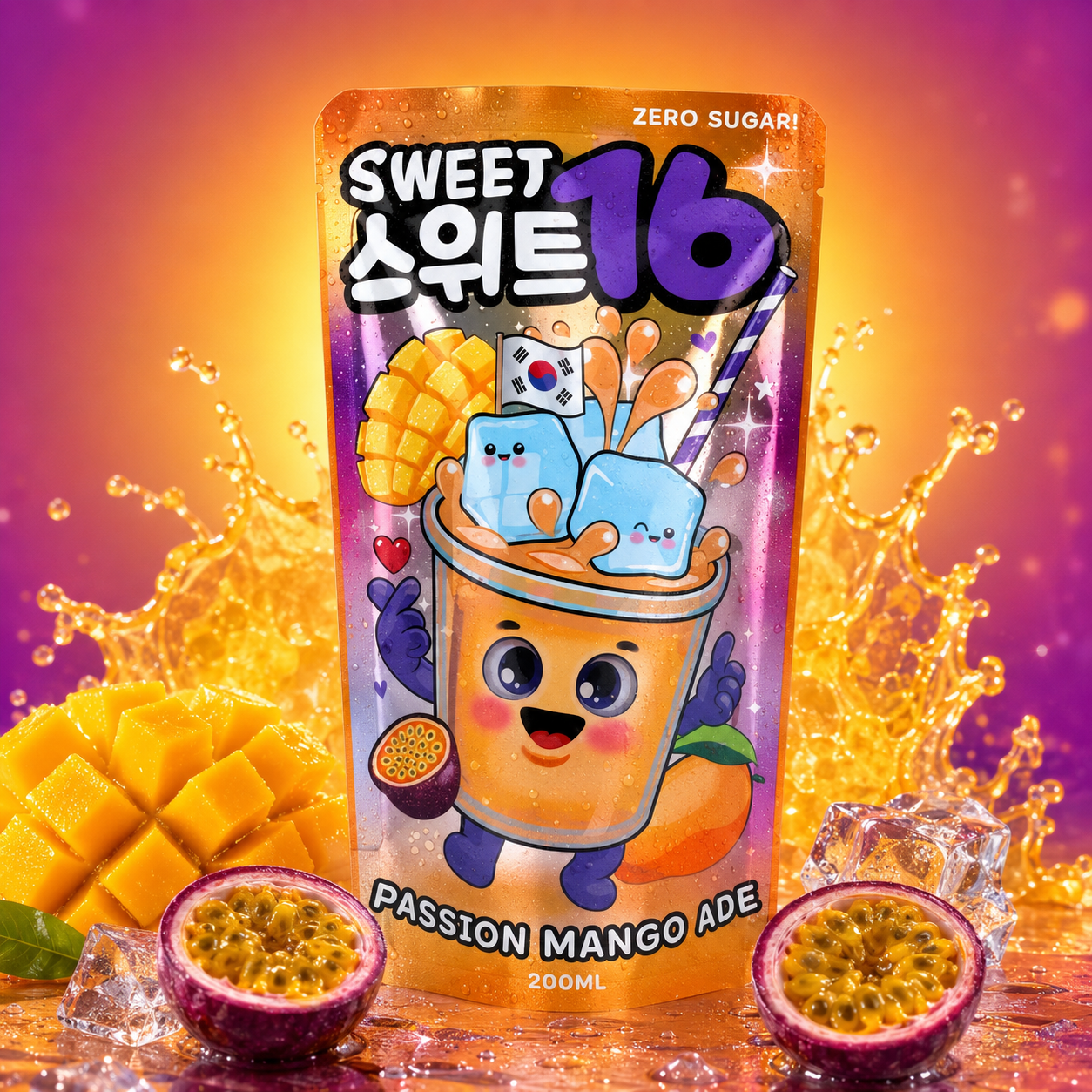 Sweet16 Passion Mango Ade (Zero Sugar) with Sweeteners 200ml