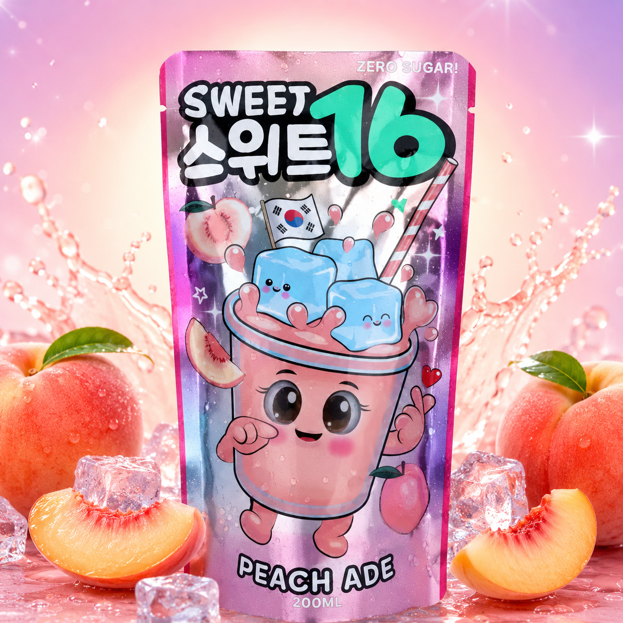 Sweet16 Peach Ade (Zero Sugar) with Sweeteners 200ml