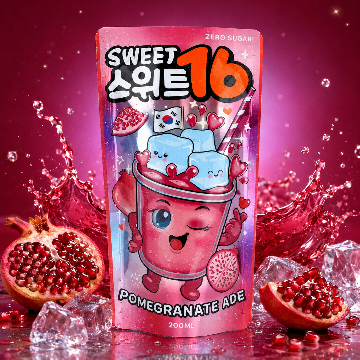 Sweet16 Pomegranate Ade (Zero Sugar) with Sweeteners 200ml