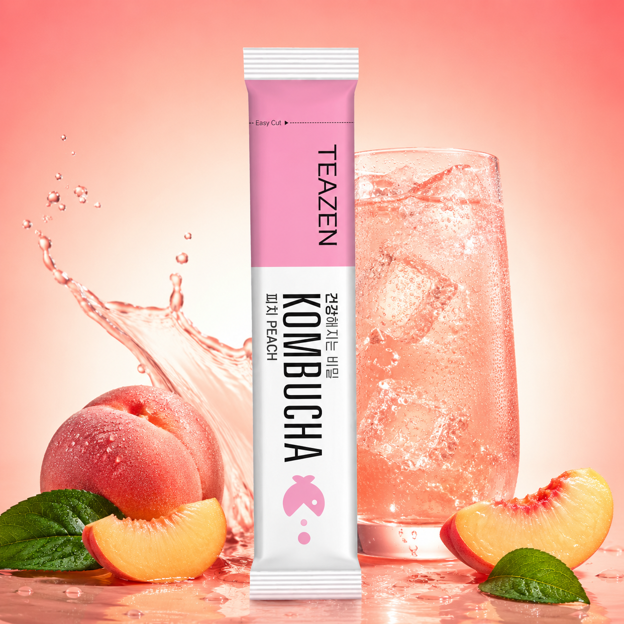 Teazen Peach Kombucha Tasty & Fizzy Healthy Tea (Sugar Free) 5g
