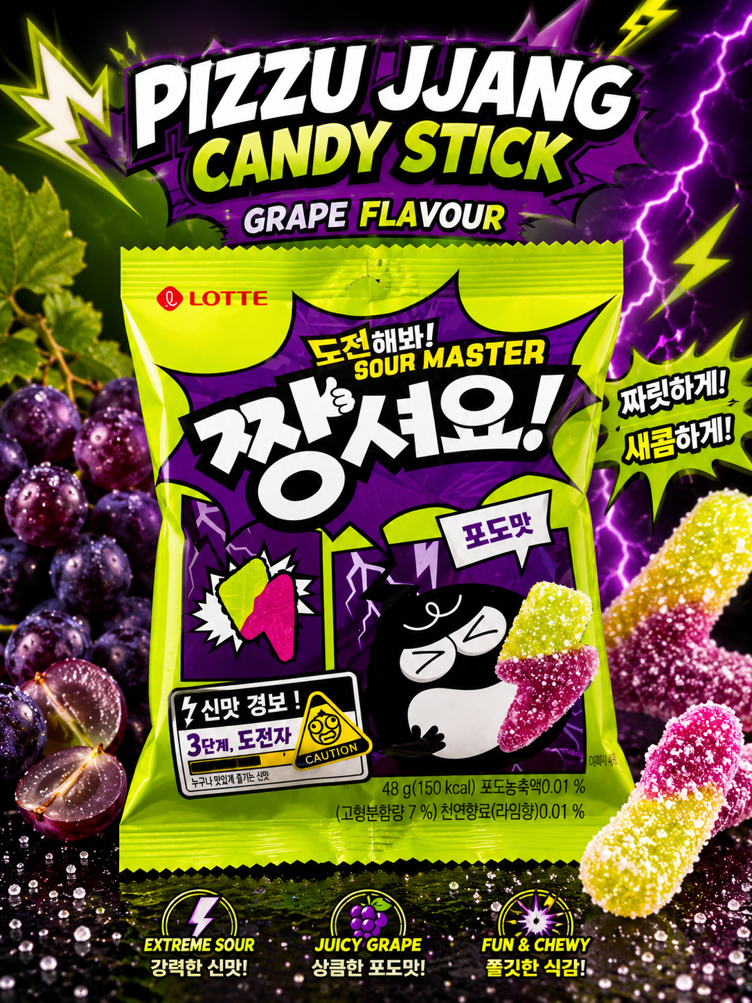 Sour Master Grape – Extra Sour Grape Gummies 48 g Korea