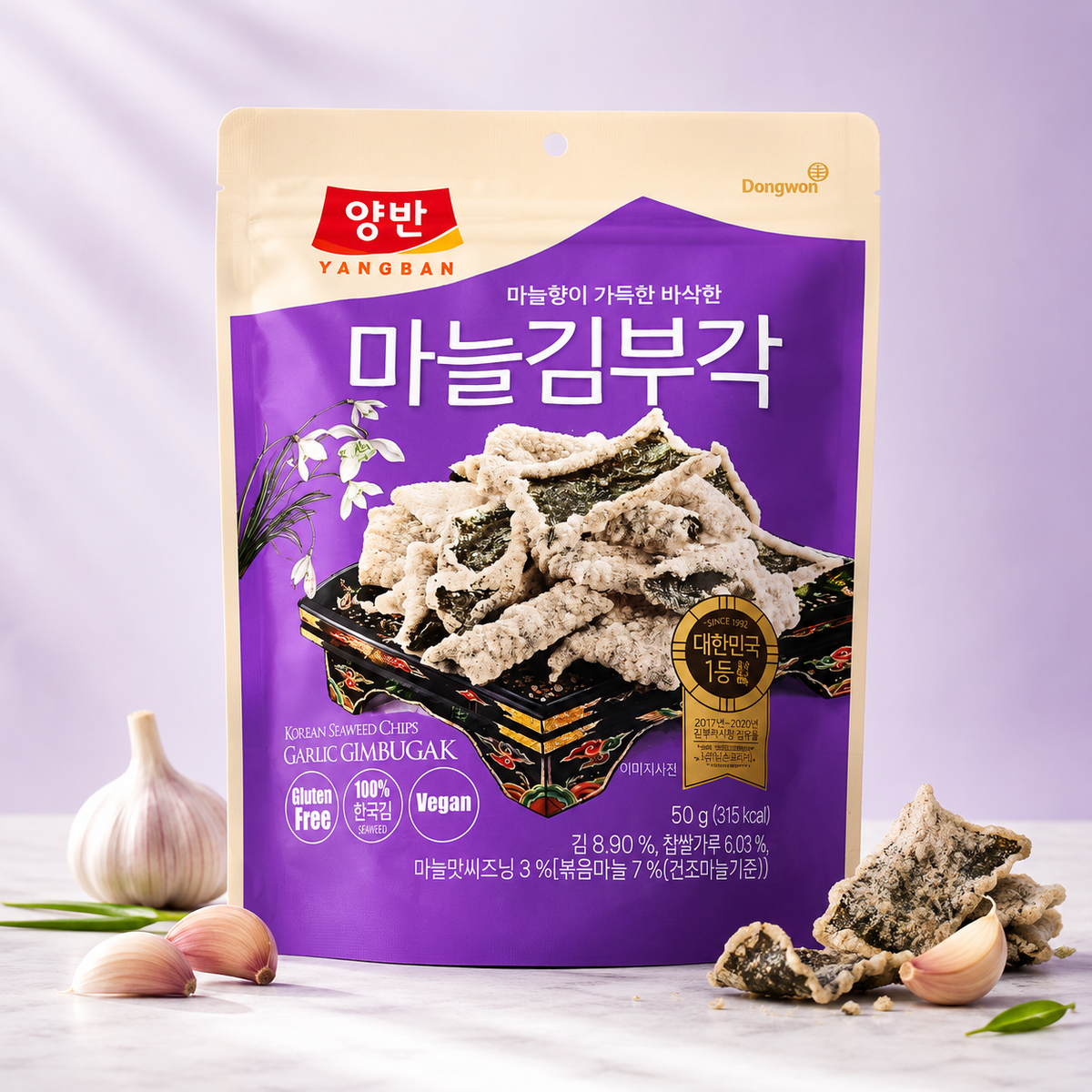 YANGBAN Garlic Gimbugak Korean Seaweed Chips
